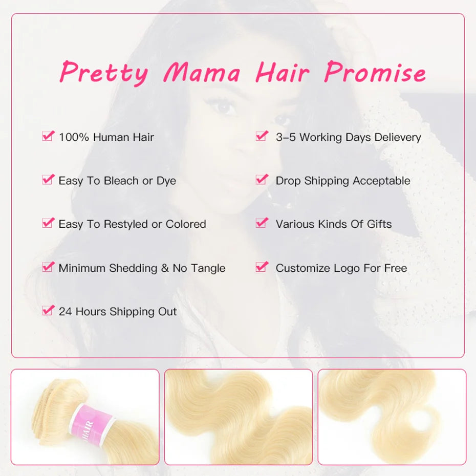 Blonde 20 thru 40 Inch Human Hair Bundles 613 Body Wave Bundles Human Hair Brazilian Hair Weave Bundles Remy Human Hair Extensions