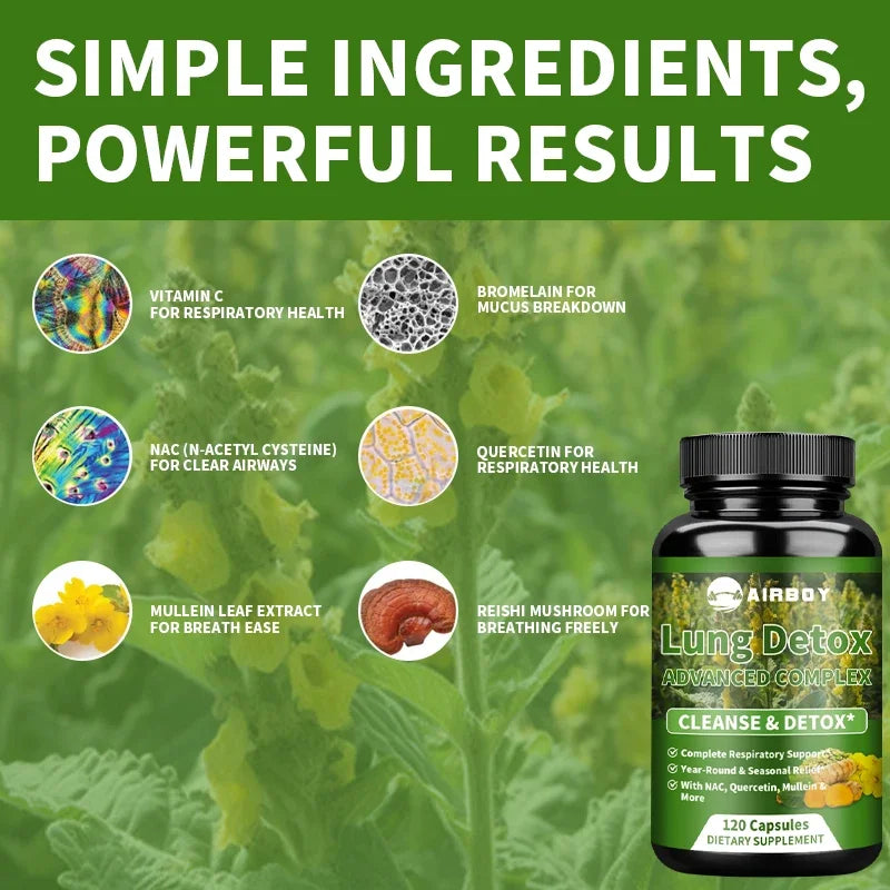 Lung Cleansing and Detoxification - Respiratory Health and Boosts Immunity - 120 Capsules