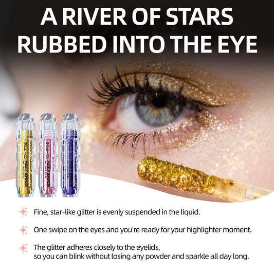Liquid Shimmer Eye Pack (2ml x 3): Shadow + Liner in One! All-Day Sparkle That Stops Traffic! 3-Pack Deal