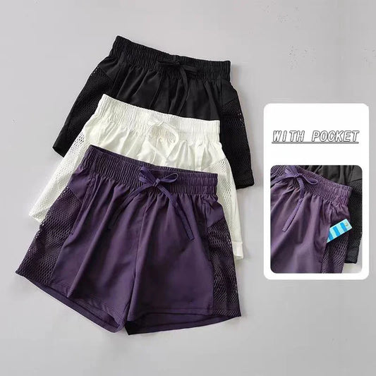 Summer Yoga Shorts Casual Running Shorts Women Jogging Fitness Gym 2 in 1 Workout Shorts Quick Drying Breathable Sports Shorts