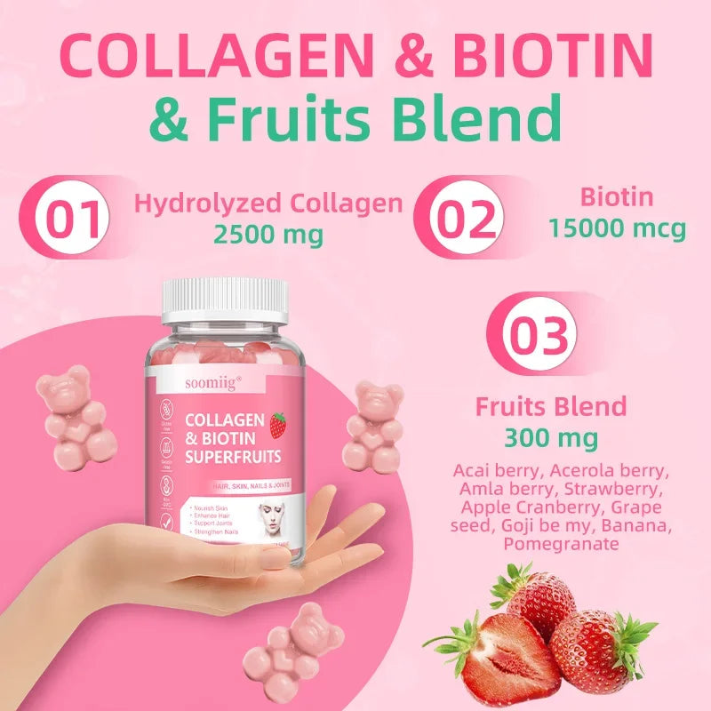 Collagen & Biotin, Hyaluronic Acid, Keratin, Nourishes Skin, Strengthens Hair, Supports Joints, Strengthens Nails