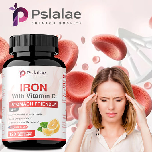 Iron 65 Mg - Supports Blood Cell Production and Promotes Heart, Brain, Muscle and Immune Health - 120 Capsules