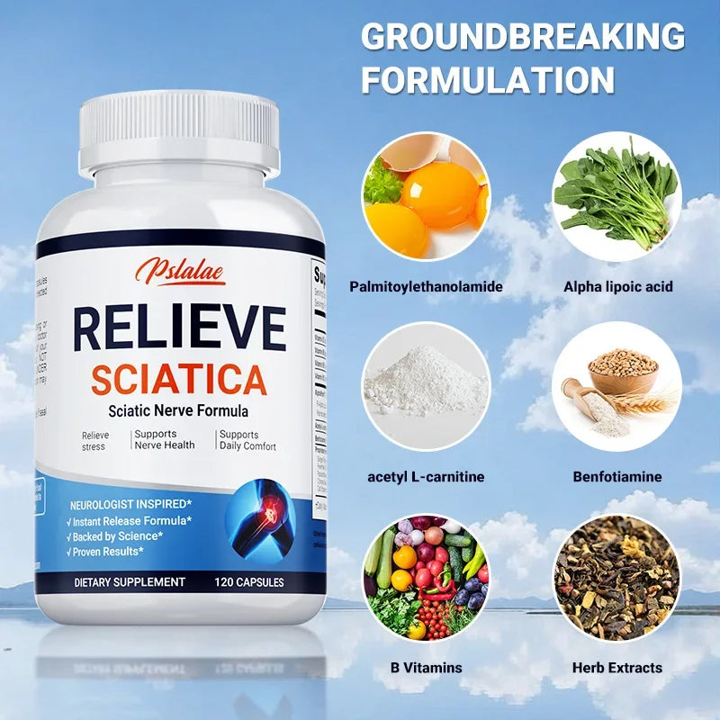 Relieve Sciatica Capsules - Reduce Joint Pain, Restore Mobility, Balance Inflammation, Support Nerve & Bone Health - 120 Capsules ﻿