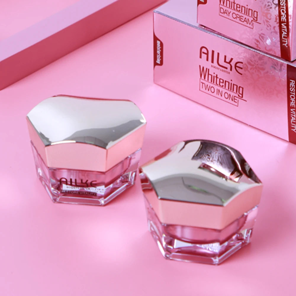 AILKE Whitening Anti-wrinkle Freckle Face Cream With Collagen Hyaluronic Acid Rose Skin Care Unisex Korean Facial Moisturizer Set