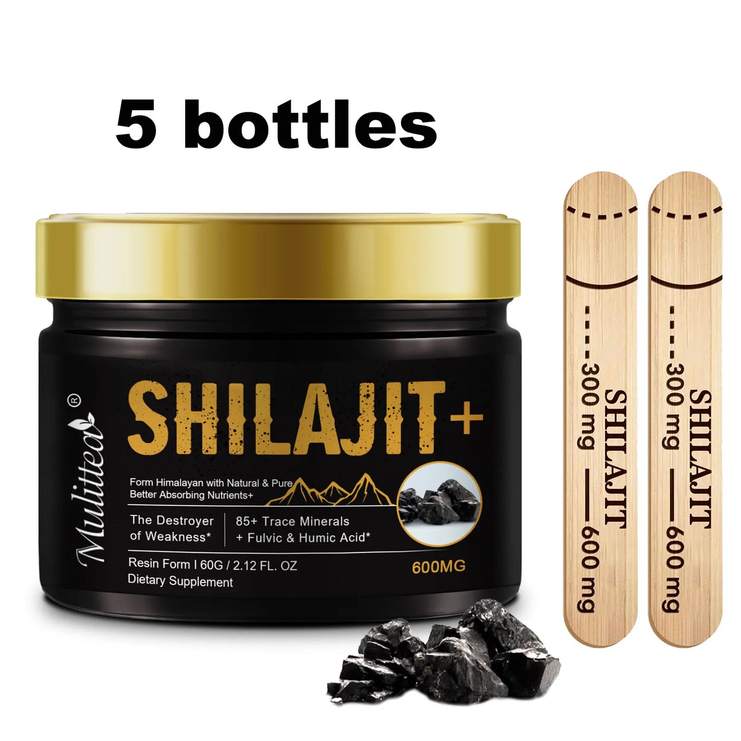 Mulittea 100% Pure shilajits with 85+ Trace Minerals & Fulvic Acid Support Immune and Metabolic Health Brain Focus and Memory