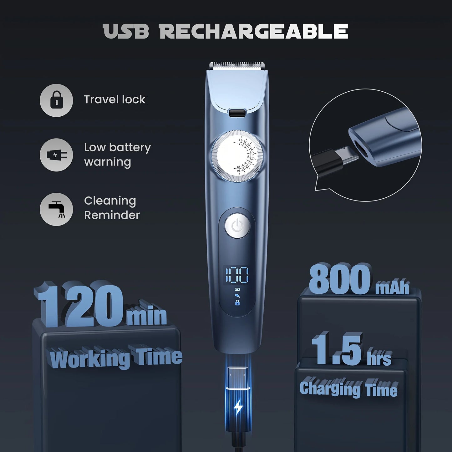 Hair Clippers Trimmer for Men Hair Beard Body Arm Professional Electric Outline Edgers Shaver