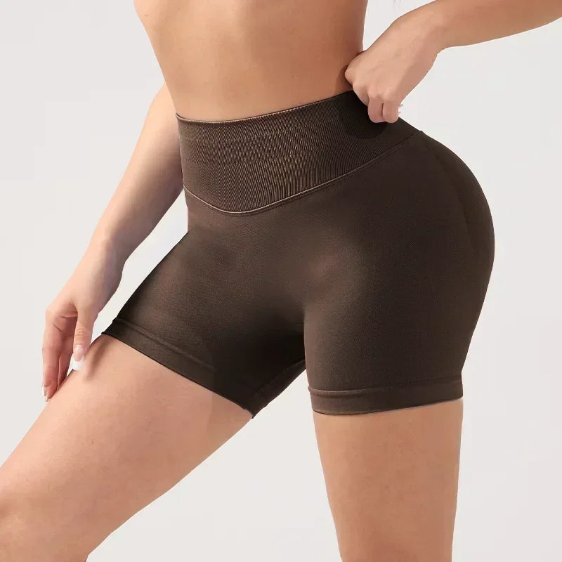1 Piece High Stretch Nude Yoga Shorts Cycling Pants For Running Gym Cycling Sports Women Sweat Absorbent Breathable Tight Shorts