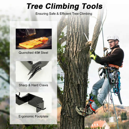Tree Climbing Spike Set Portable Piercing Tree Climbing Tool with Safety Belt Load 100kg for Climbing Logging Picking Hunting