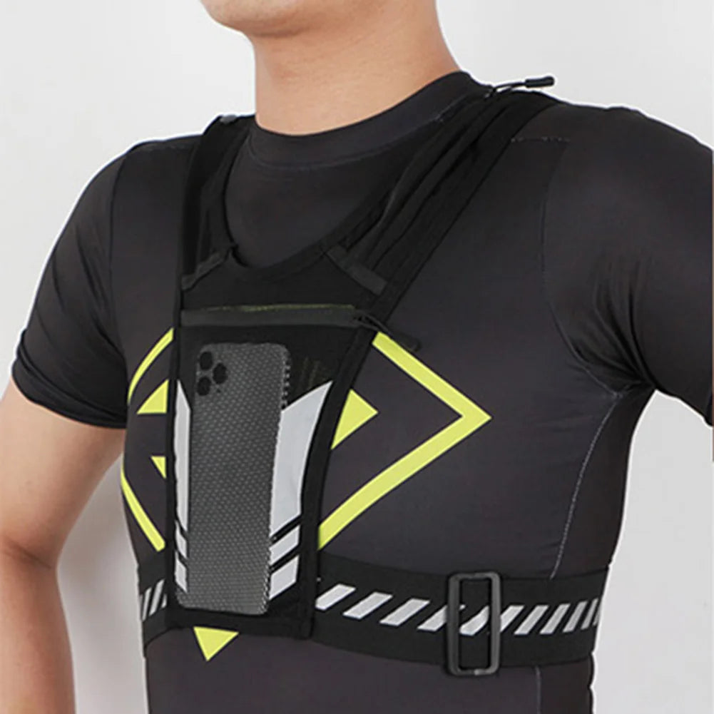 1/2Pcs Running Phone Holder Vest Breathable Mesh Cycling Vest Unisex Adjustable Buckle Running Chest Pouch Elastic for Men Women