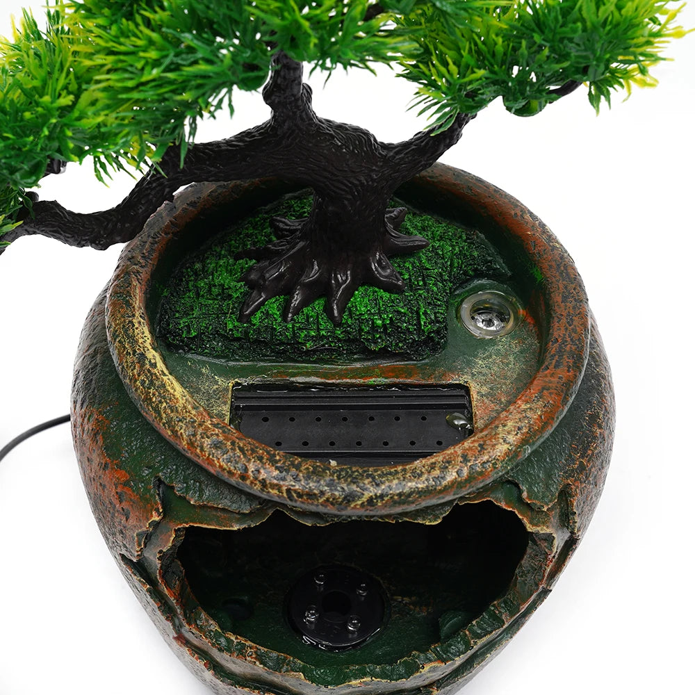 Relaxation Desktop Waterfall Fountain with LED Light for Home Office Decor Water Fountain Wealth Ornaments Free Shipping