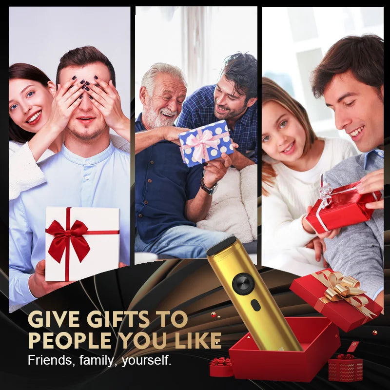 Professional Hair Clippers LED Display Electric Beard Trimmer Cordless Men's Grooming Kit Rechargeable Nose Trimmer Gold