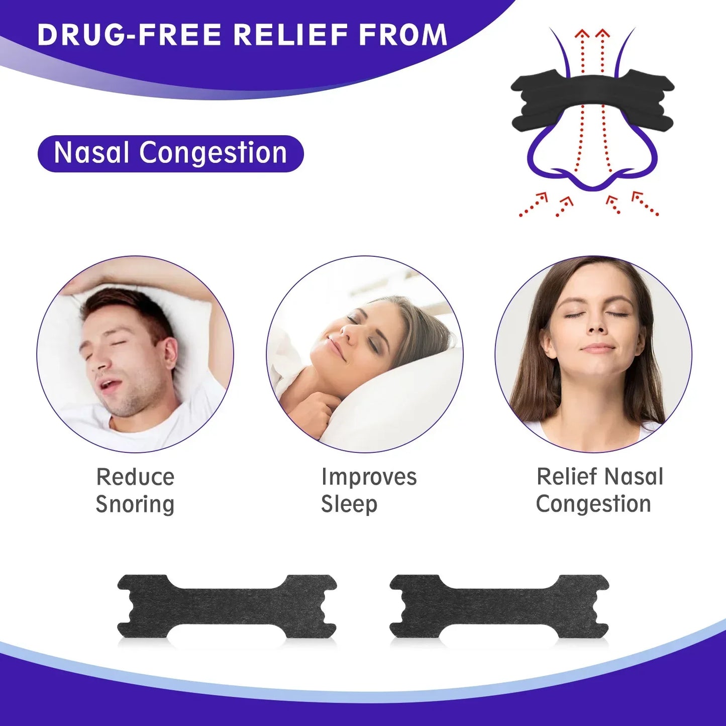 90/60/30Pcs Anti Snoring Nasal Strips Good Way Help Breathing Reduce Snore Nose Patch Better Sleep Easier Breath Aid Device