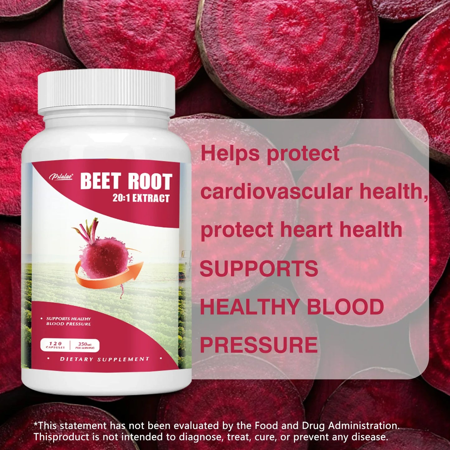 Beet Root - Supports Heart Health, Circulation, Digestive System and Immune System - 120 Capsules
