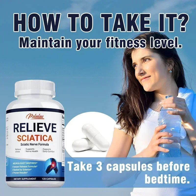 Relieve Sciatica Capsules - Reduce Joint Pain, Restore Mobility, Balance Inflammation, Support Nerve & Bone Health - 120 Capsules ﻿