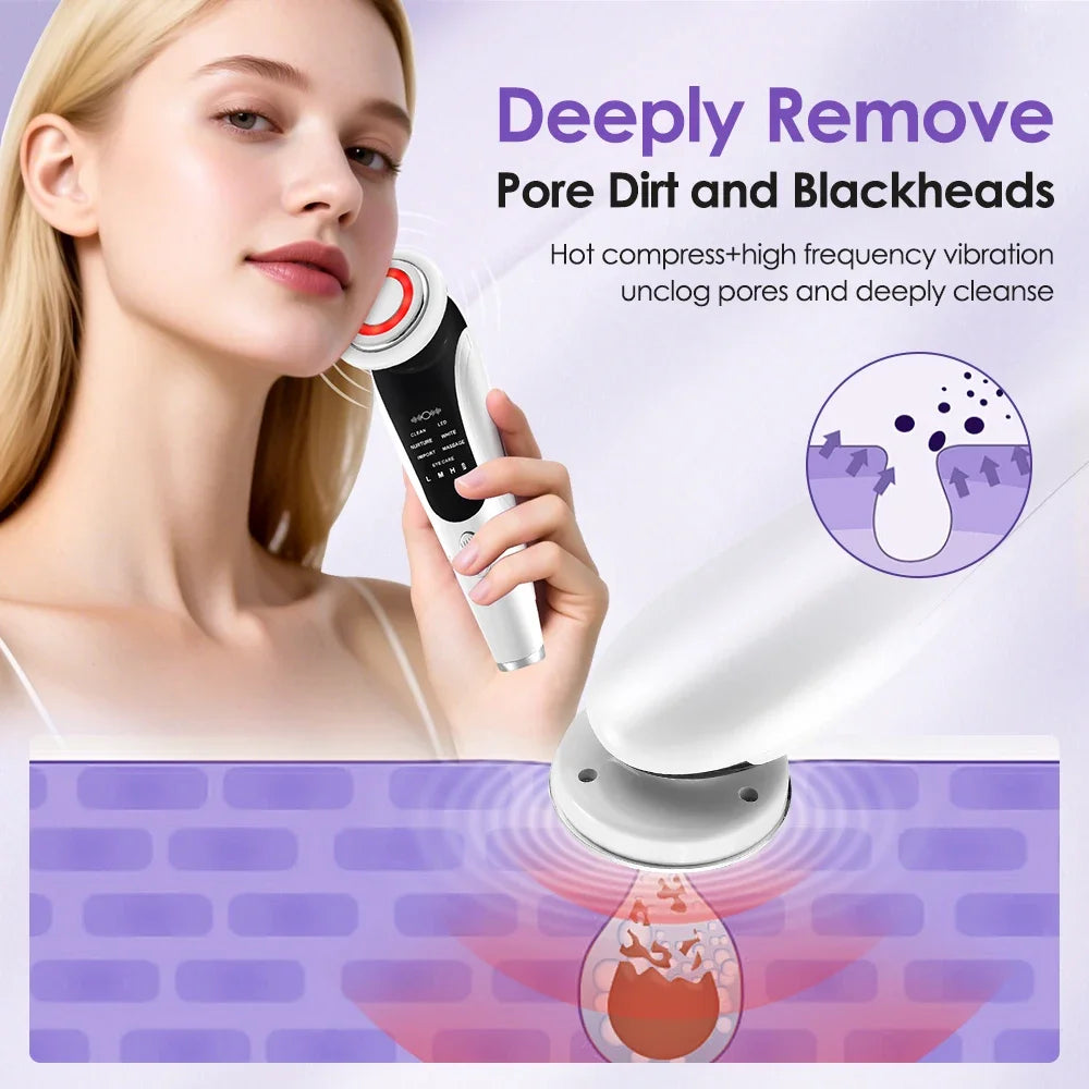 New 7 In 1 Face Lift Device EMS Microcurrent Facial Massager Vibration Heated LED Light Therapy Skin Tightening Beauty Apparatus