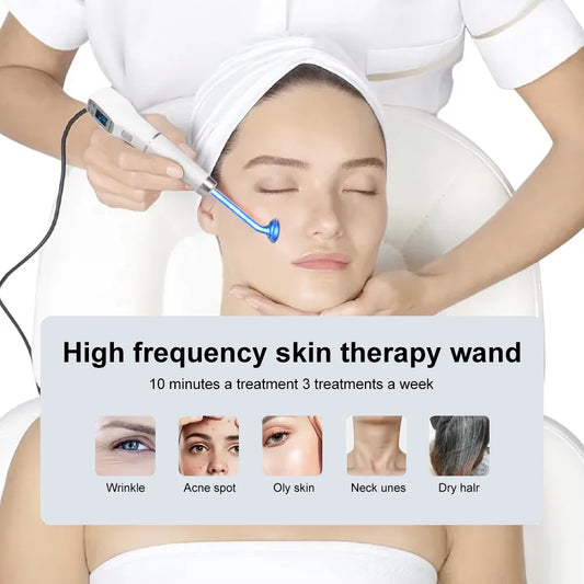 Facial High Frequency Machine Screen Display 6 in1 Blue Hair Face Skin Care Beauty Device Anti Acne Spot Remove Wrinkles