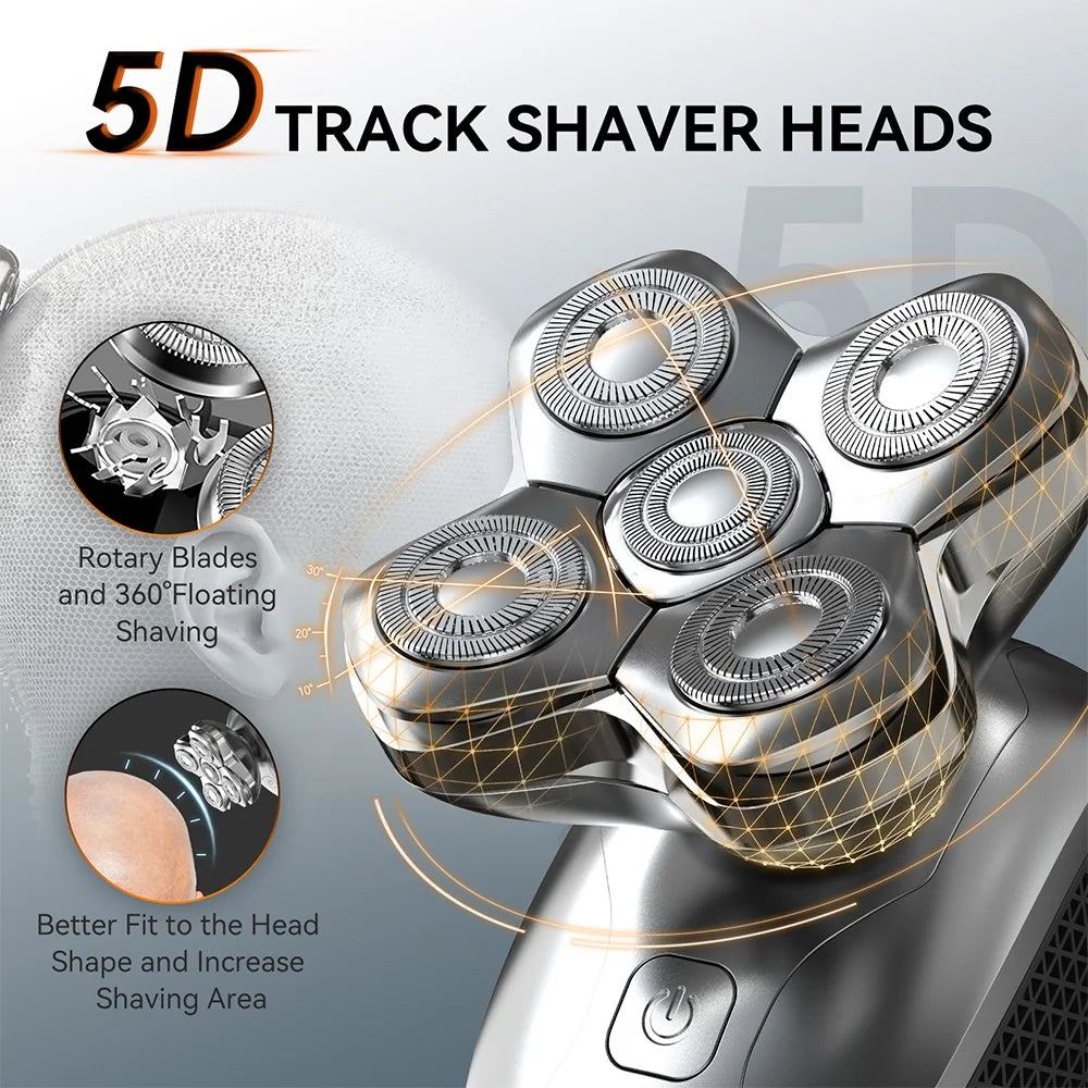MAXGROOM Electric Head Shavers for Men 5D Floating Blade Magnetic Razor Hair Trimmer USB Rechargeable Waterproof Beard Shaver