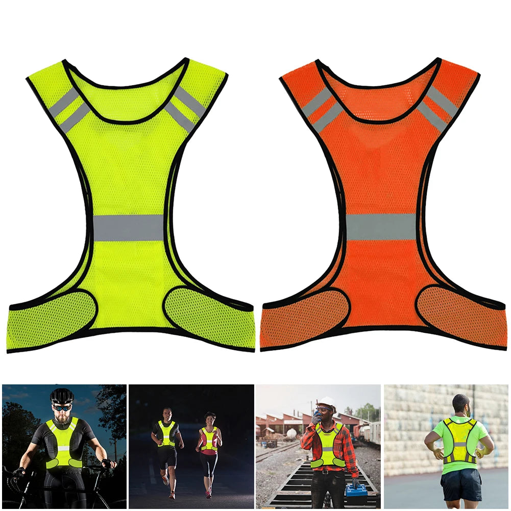 High Visibility Running Vest Breathable Night Work Safety Vest Lightweight Adjustable for Men Women Outdoor Night Riding