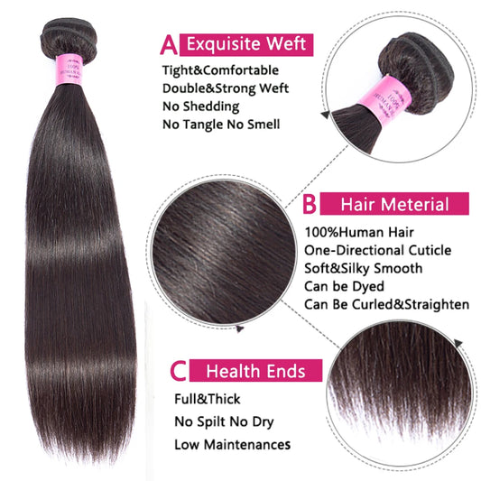 Straight Human Hair Bundles 28 30 inch Raw Hair Bundles 36 38 40 Inch Long Thick Bundles  Brazilian Hair Weave Bundles