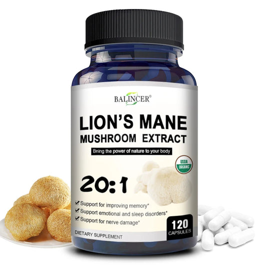Lions Mane Mushroom Extract Supplement for Mood and Sleep Health, Non-GMO, Gluten-free