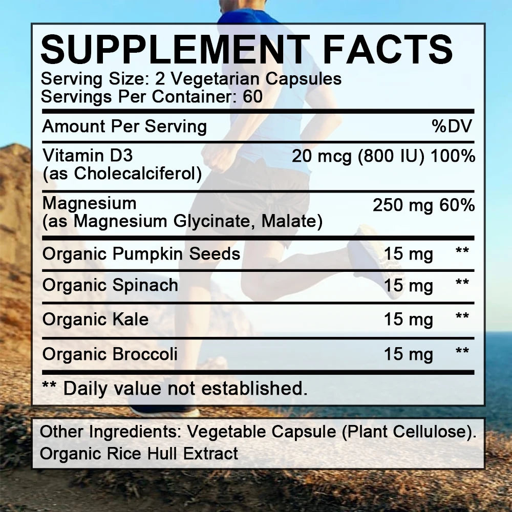 Magnesium Capsules - Magnesium Malate + Glycinate Supplement, Helps Boost Immunity, Promote Heart Health and Strong Bones