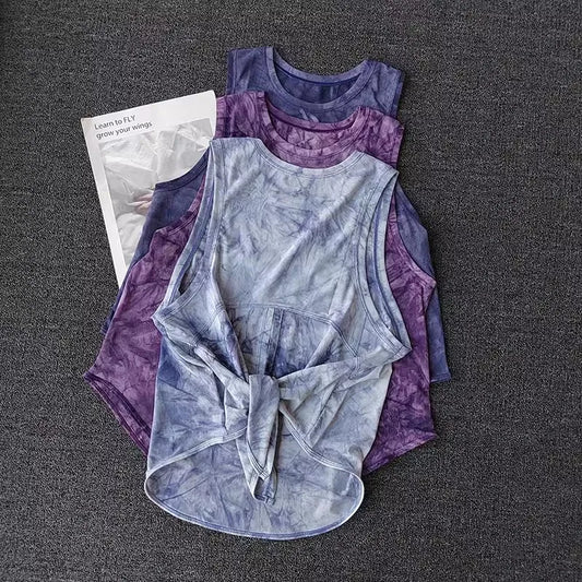 Sports Vest Women's Quick Drying Loose Running T-Shirt Fitness Top Sleeveless Yoga Shirt Beautiful Back Breathable Mesh T-shirt